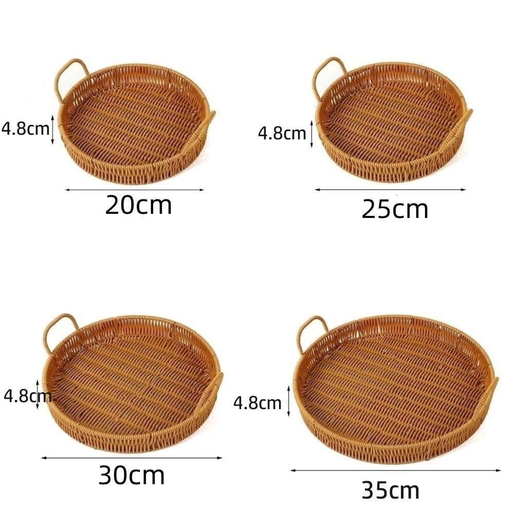 Plastic Imitation Handwoven Rattan Basket with Handle Wicker Basket Food Storage