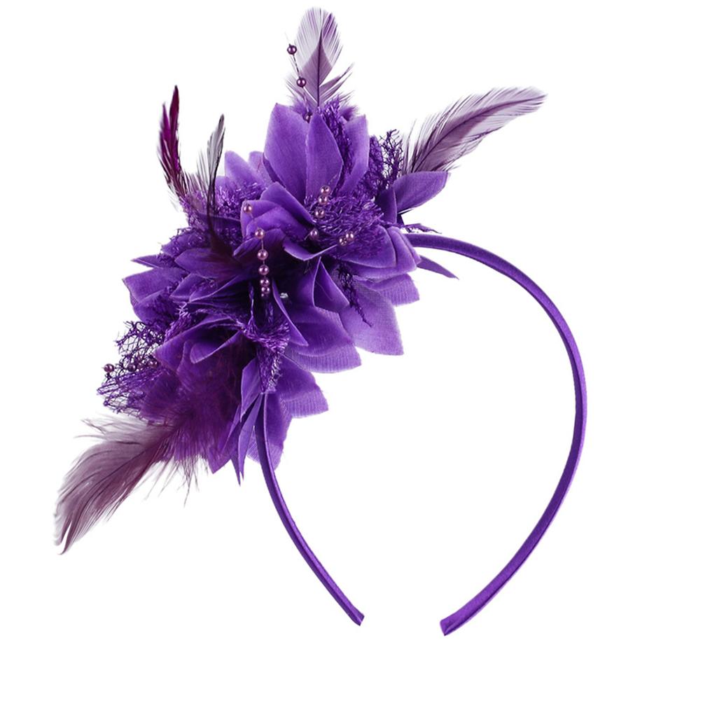 1900S Flapper Feathered Flower Headband For Carnival Party Antique Hair Decoration With Soft Band for Music Festival