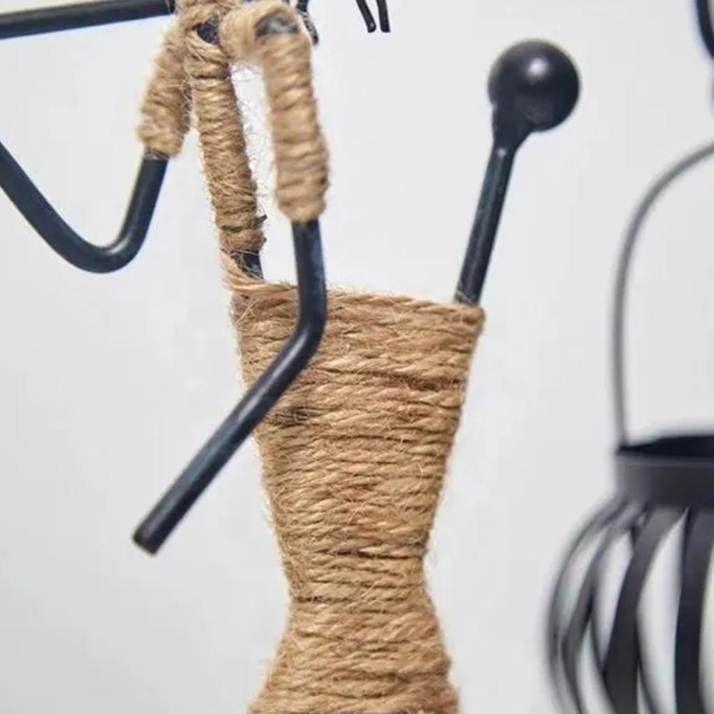 Creative Iron And Hemp Rope Girl Candlestick Home Decoration Art Decor Living Room Iron Crafts
