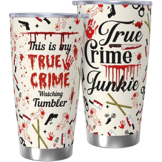 True Crime Tumbler 20oz, Criminal Minds Merch Travel Mugs, Gifts for Serial Killer Lover Tumbler for Men Women, 20oz Coffee Cup for Crime Junkie