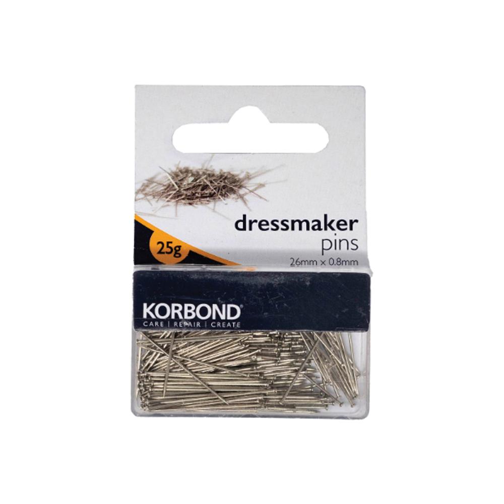Korbond Dressmaker Pins Steel 25g