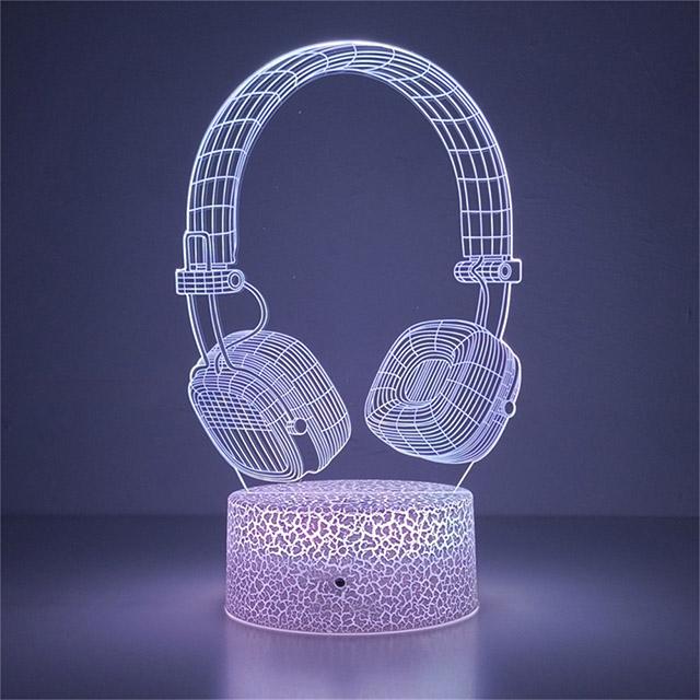 Гарнитура наушники 3D лампа светодиодный акриловый сенсорный ночник подарок для друзей кавайный прикроватный декор для спальни игровая установка 3D иллюзионная лампа