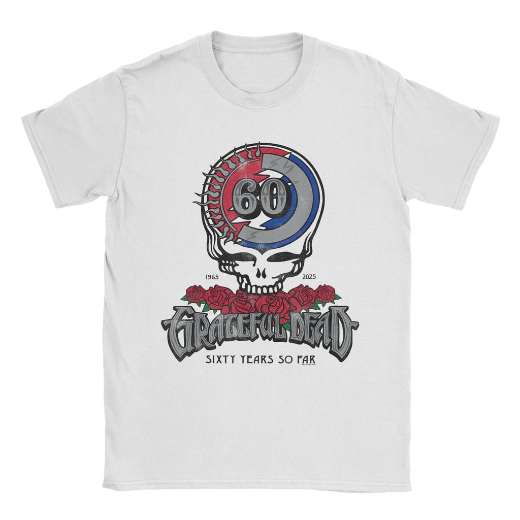 Grateful Dead Sixty Years So Far Футболка с принтом к юбилею Мужские футболки Летние с круглым вырезом Харадзюку Футболка Свободные Оверсайз Топы