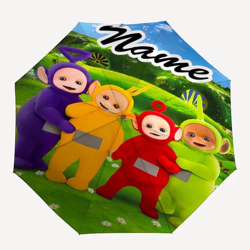 Personalized Name T-Teletubbies Print Umbrella - Automatic Open/Close, Eight-Rib Durable Frame, Automatic Folding Umbrella