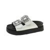 Summer New Casual Flip-flops Square Buckle Diamond Double with Thick Bottom Beach Sandals Women Wear Slippers P735