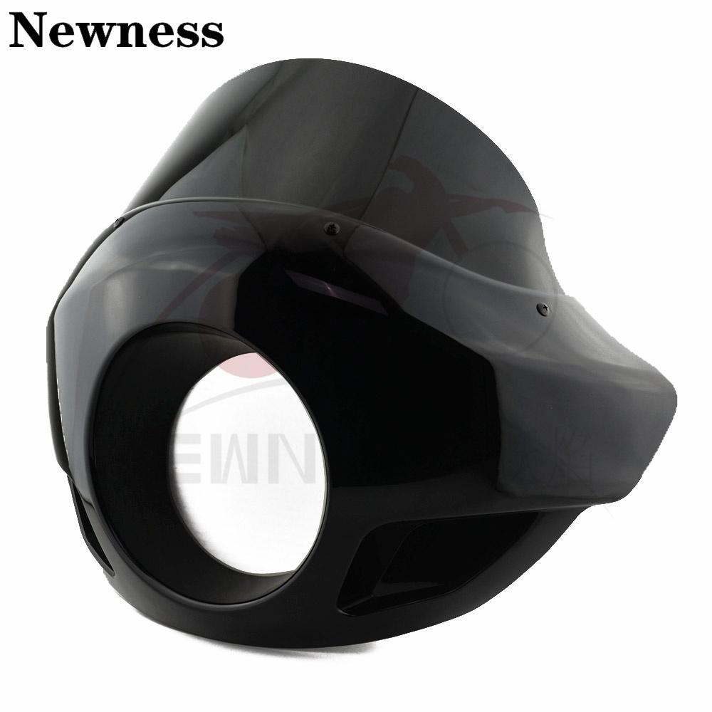 Gloss Black Motorcycle Headlight Fairing Mask 5 3/4" Headlamp Windshield Cover For Harley Sportster Iron Dyna FX XL 883 1200
