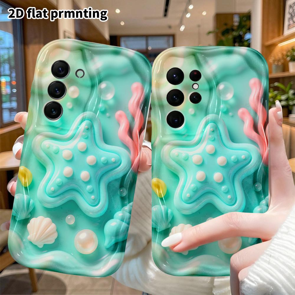 Phone case: 2D flat, suitable for Samsung Galaxy A34 A35 M05 M06 S20 S22 S21 FE Plus 5G protective case, ocean starfish, perfect Christmas and Hallowe