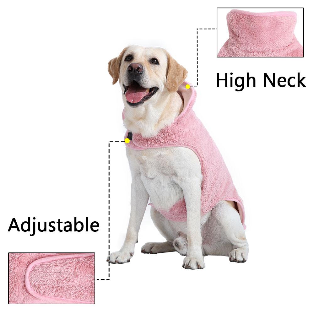 Warm Pet Clothes Adjustable Soft High Neck Puppy Apparel Winter Thicken Fleece Reversible Jacket Coat For Large Dogs Labradors