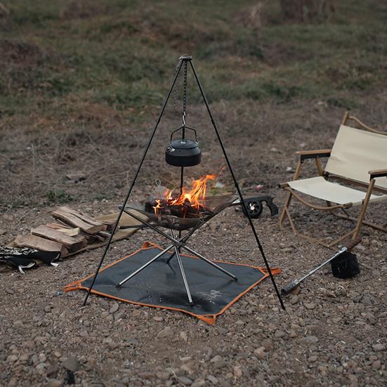 Двусторонний огнестойкий коврик, термостойкий портативный многоразовый водонепроницаемый квадратный дровяной коврик для гриля