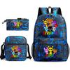 Rhythm Box Game Merchandise Student Bag Sprunki Cartoon Starry Sky Backpack Leisure Bag 3-piece Set D