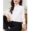 Модная женская рубашка с длинным рукавом и оборками, весна-осень, новая однотонная свободная блузка, женская элегантная повседневная простая одежда для топов 2573