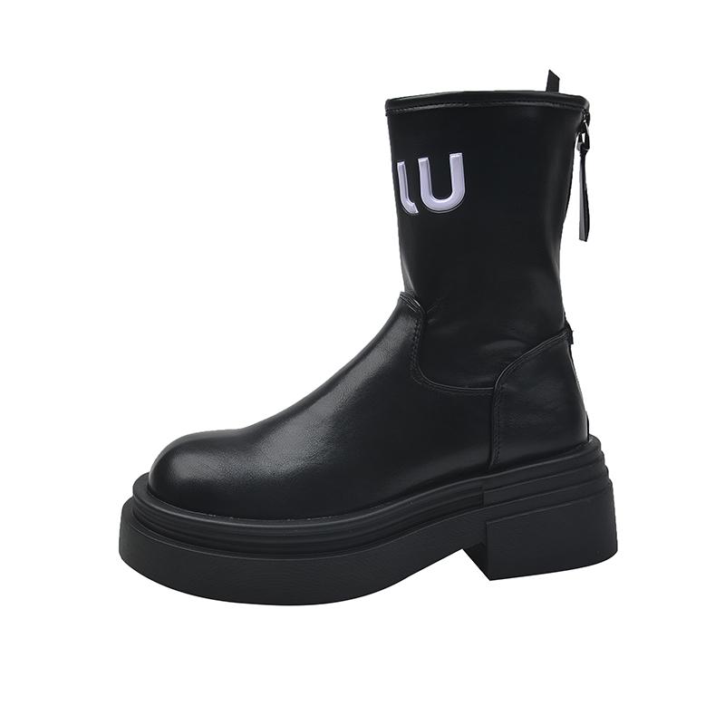 Shoes for Women Thick Sole Knee-High Elastic Long Boots Women Autumn Winter New Letter Height Increasing Motorcycle Women Boots