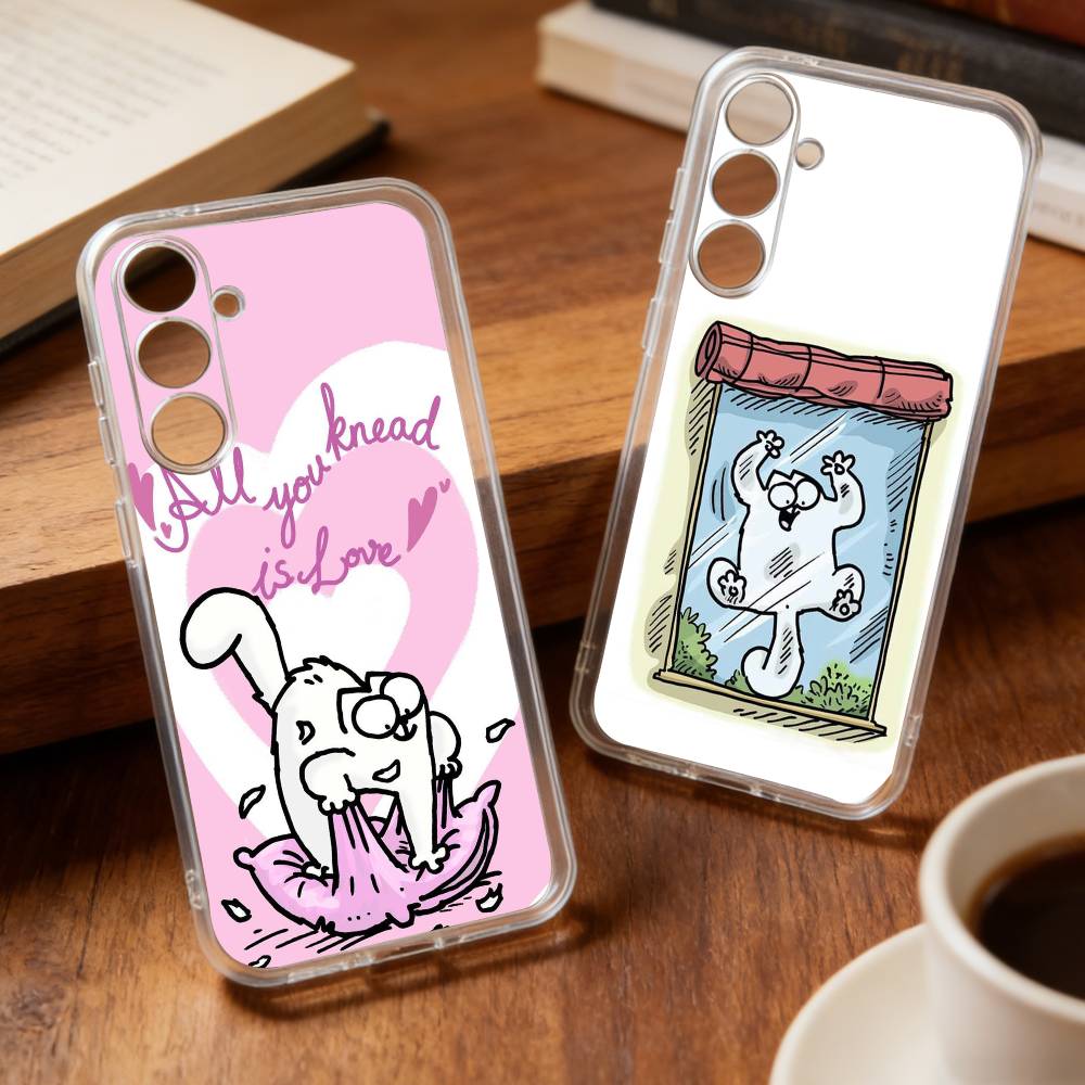 Чехол для телефона S-Simons-S And C-Cats для Samsung S25,24,21,22,23,30,Ultra,20,Plus,Fe,Lite,Note Прозрачная крышка
