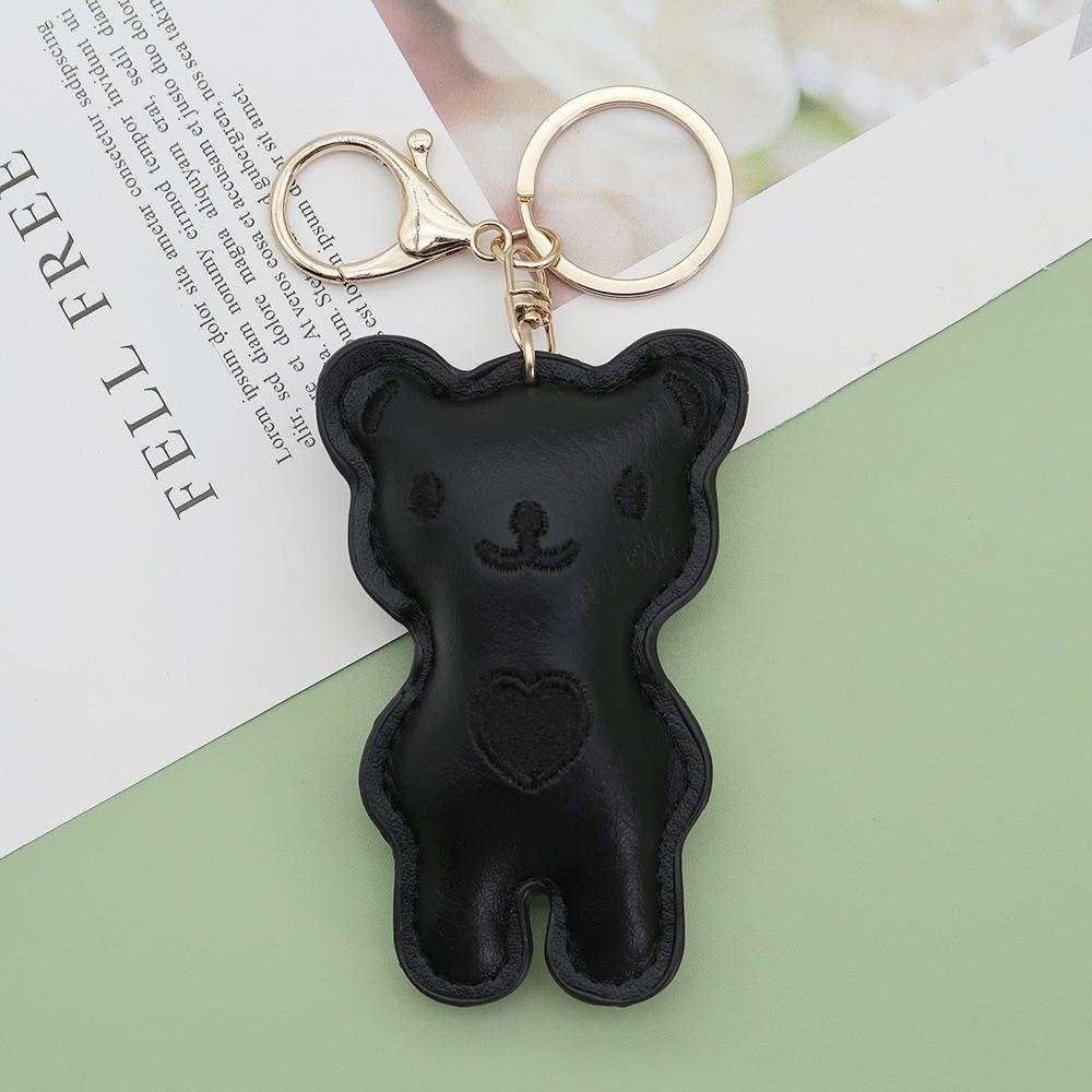 Fashion PU Leather Embroidery Bear Hanger Cute Heart Bears Bag Pendant  Backpack Decoration