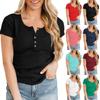 Women's Short Sleeve Solid Color Tops Casual Short Sleeve Tops For Women Summer Button T Shirts Blouse