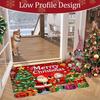 1pc Santa Claus Snowman Gathering Doormat, Cozy Christmas Door Mat, Christmas New Year Decorative Gift Mat, Flannel 1.2cm Thick, Indoor Outdoor Entryw