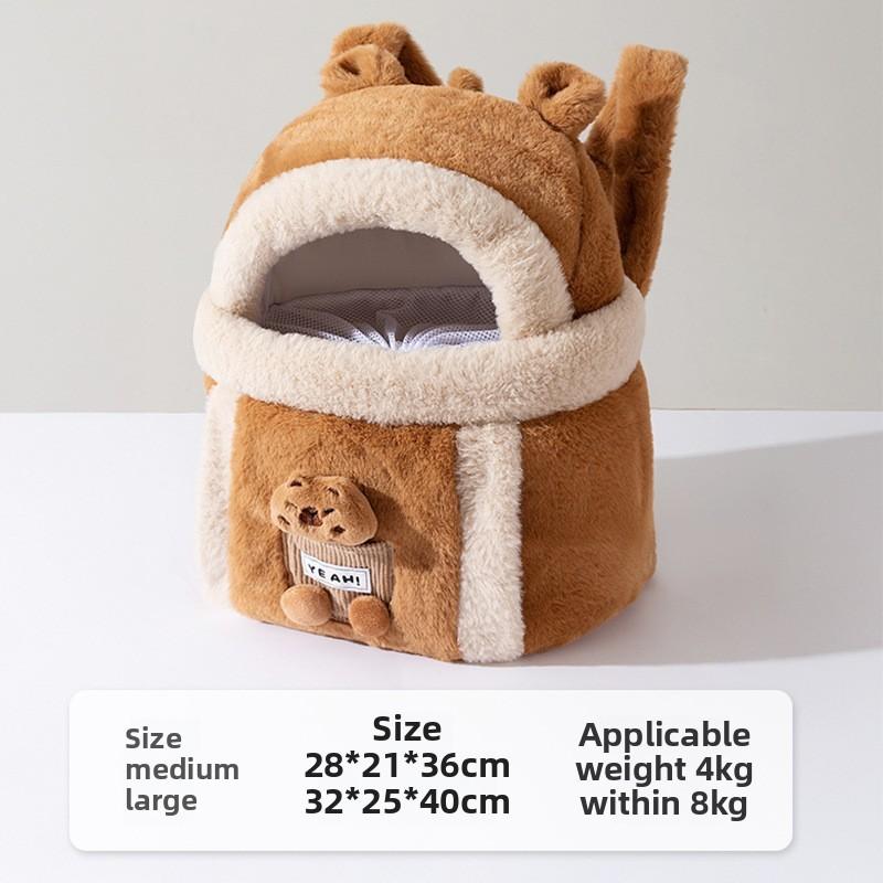 Autumn and Winter Dog Out Cartoon Doll Plush Hand Bag Cat Backpack Cat Bag Warm and Anti-break Free Pet Bag