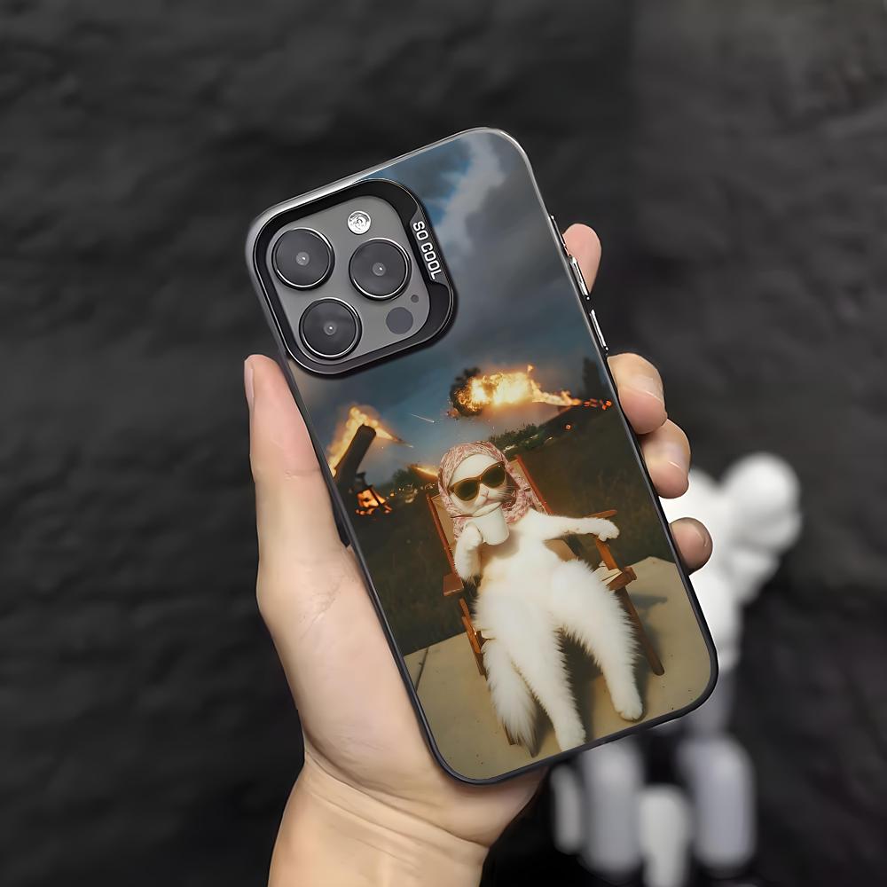 Чехол для телефона для iPhone 17 Air 16 16e 17e 15 Plus 14 13 12 11 Pro Max Защитный Забавный Милый Кот Прочный Модный Противоударный Чехол