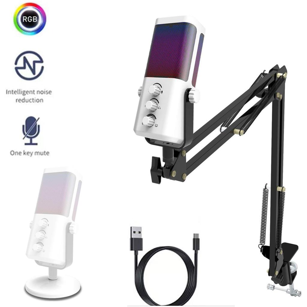 RGB Игровой Микрофон с Голосовым Чатом, Шумоподавлением и Звуковой Картой для Стриминга