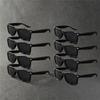 8PCS Classic Black Square Fashion Glasses with Bolt Decoration For Party Pography Wedding Birthday Graduation Hiking