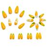 Almond-Shaped Fresh Mango Fake Nail Patches - Detachable, Wearable, Energetic Design
