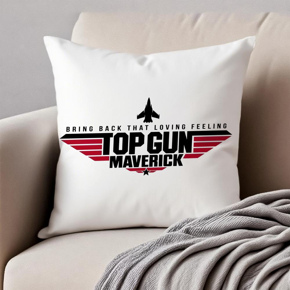 Action Adventure Movie TTop Gun Cushion Cover Pillowcase Antidustmite Invisible Zipper Short Plush Sofa Cushion