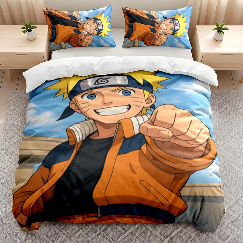 Naruto 3PC Bedding Set Print Duvet Cover with Two Pillowcases Home Bedroom Decoration festival gift