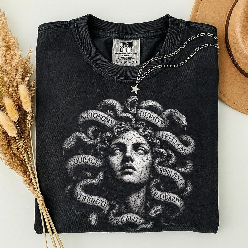 Medusa Comfort Colors T-Shirt,Feminist Protest Aesthetic Tee,Greek Mythology Empowerment Graphic Shirt,Women's Rights Shirt,Strong Women Tee
