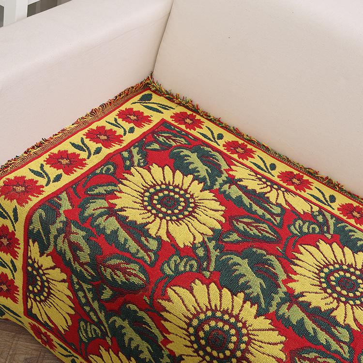 Диванное одеяло в европейском стиле, диванное полотенце, красное двустороннее трехслойное утолщенное одеяло с рисунком подсолнуха