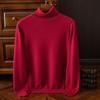 Осень-зима мужской свитер с высоким воротником, толстый эластичный трикотаж с длинными рукавами, теплый однотонный трикотаж, свободный повседневный деловой свитер