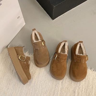 Модная платформа Женские всеохватывающие бархатные утепленные и увеличивающие рост осенне-зимние 2025 новые хлопковые туфли Мэри Джейн