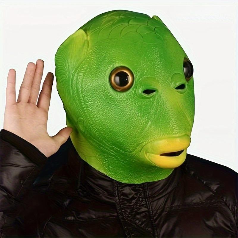 1pc Funky Green Fish Head Mask, Silica Gel Novelty Animal Costume Accessory | Unisex Meme Themed Prank Prop for Parties