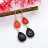 Груша Кабошон Натуральный Черный Оникс Сердолик Серьги Драгоценных Камней-925 Стерлингового Серебра Ручной Работы Висячие Серебряные Серьги Для Женщин