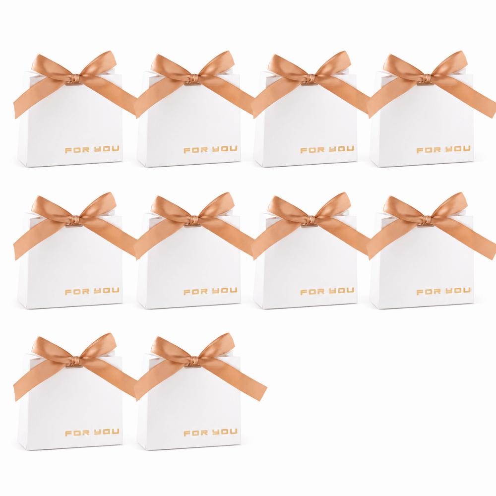 10Pcs With Ribbon Party Favor Bags Small Size Paper Packing Bags Elegant Gift Bags Christmas Party