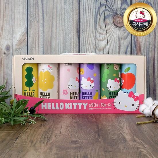 Hello Kitty Car Slim Tissues 60 Sheets, 6 Pieces, 1 Set, a Popular Character In Korea