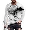 Flame Skull 3D Printed Streetwear Men's T-Shirts Long Sleeve Round-Neck Horror Halloween Man Tops Loose Gothic Round-Neck Tees
