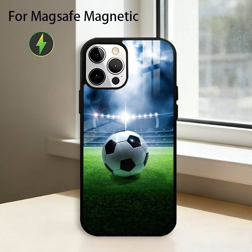 Football Sport Soccer Phone Case For iPhone17,16,15,14,13,12,11 Plus,Pro Magnetic For Magsafe Wireless Charging
