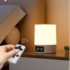 Night Light with Clock , Bedroom Bedside Lamp, Touch Baby Feeding and Eye Protection Sleep Light, Dimmable Charging Desk Lamp