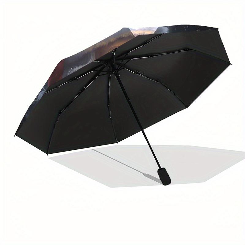 Santa Claus, Christmas Theme 8 Bone Hand Automatic Folding Umbrella, Compact and Portable Design, A Perfect Gift for Birthday, Christmas or