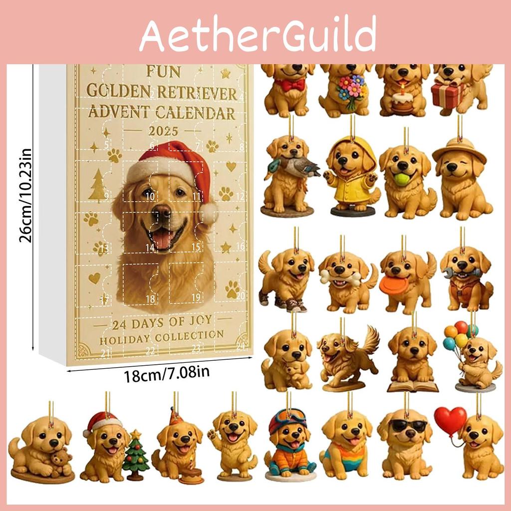 Dog Theme Christmas Advent Calendar With Acrylic Animal Figures For Holiday Gift Giving