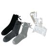 Ballet-style Spring and Summer Thin Cream White Socks for Women, Mid-calf Socks, Bow, Versatile, Black Pile Socks