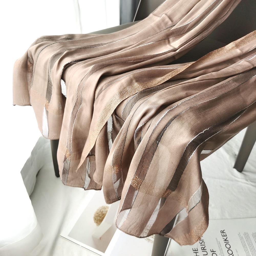 Шелковый шарф для женщин, новый весенне-осенний шарф с золотой нитью для женщин, шарф, шаль-ципао для головы