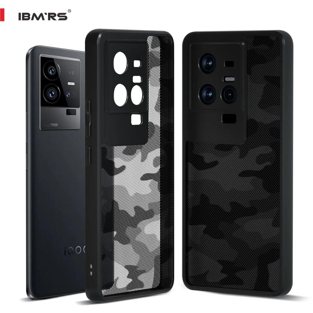 (В комплекте ремешок на запястье)BMRS совместим с чехлом vivo iQOO 11/11S, прозрачный жесткий противоударный улучшенный защитный чехол - черный камуфляж