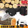 88V Portable Electric Pruning Saw Cordless Woodworking Electric Saw Garden Logging Mini Electric Chain Saw with 2 Battery