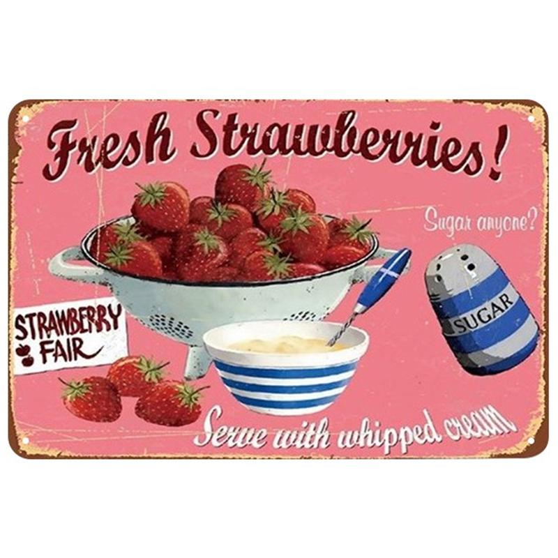 Фрукты, пекарня, десерт, металлические жестяные вывески, сладкая табличка, кухонная настенная художественная железная картина, табличка для паба, клуба, бара, ресторана, декоративная тарелка