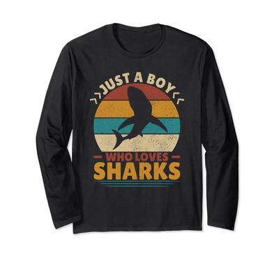 Просто мальчик, который любит акул. Футболка с длинным рукавом Shark Goods Funny Men Shark