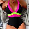 Waist Bikini V-neck Halter One-piece Swimsuit Women