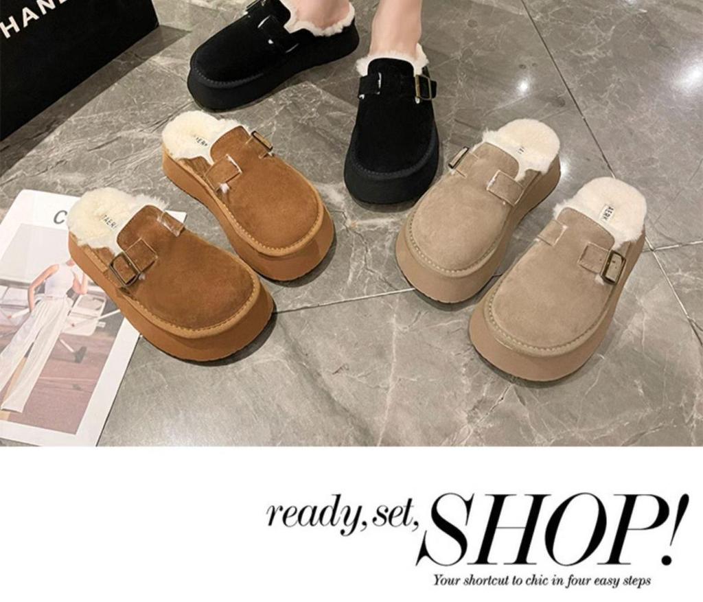 2025 Women's Velvet Warm Birkenstock Clogs - Toe Cap, Thick Sole, Black/Brown