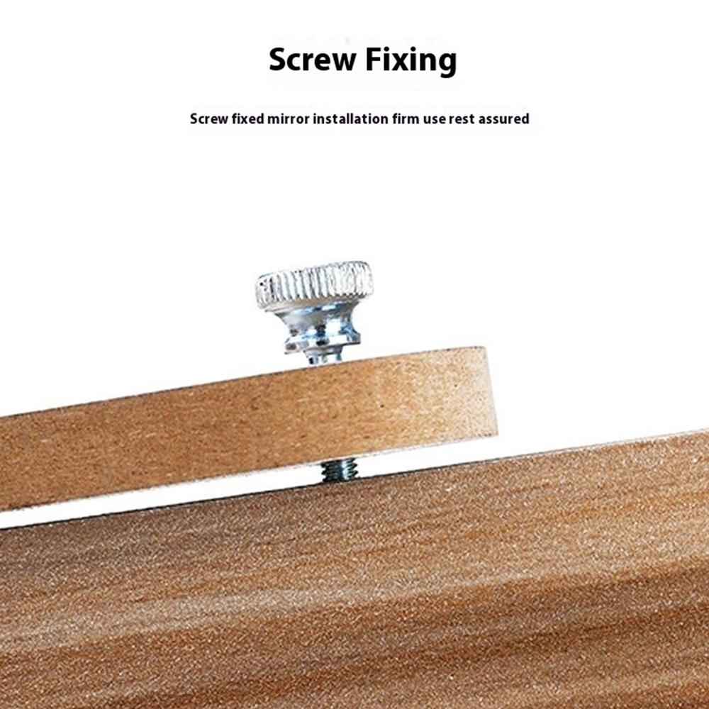 360 Degree Rotating Vanity Mirror with Wooden Base Vintage Desktop Makeup Mirror Size S