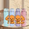 1PC Puppy Dog Pet Cute Cartoon 750ml Color Plastic Sports Water Bottle Leakproof Flip Straw Lid Suitable for Sports Office Home Use
